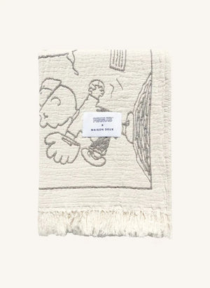 Maison Deux - Maison Deux x Peanuts | Beyaz Beyzbol Baskılı Pamuklu Throw