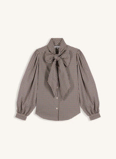 Maria de la Orden - Peri Masalı Gingham Pamuklu Bluz | Kahverengi