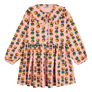 Bobo Choses - Bio-Samt-Kleid mit Schaldetail | Rosa