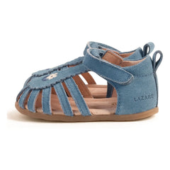 Lazare - Colette Fleur Suede Embroidered Sandals | Navy Blue