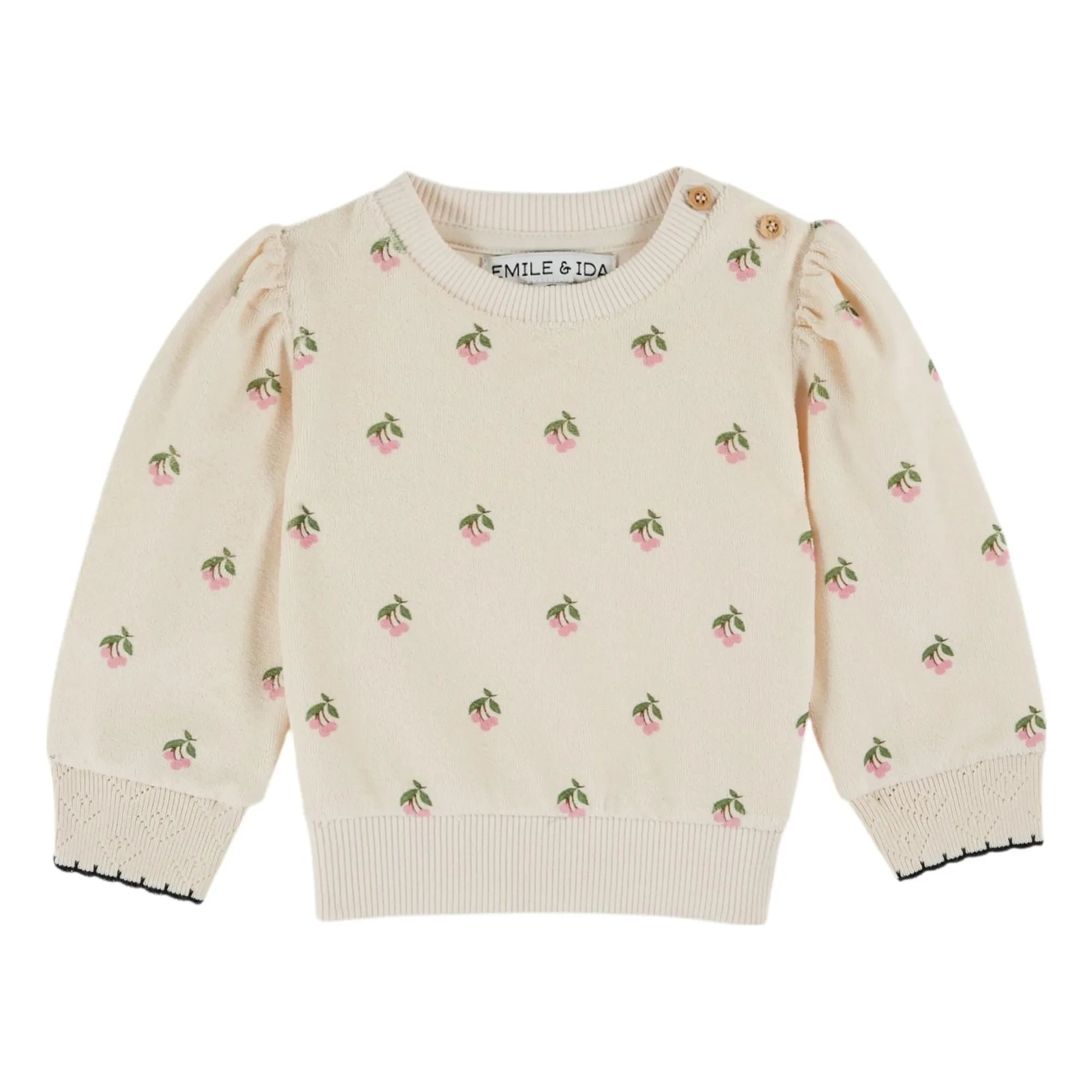 Emile et Ida - Kiraz organik pamuklu havlu sweatshirt | Krem