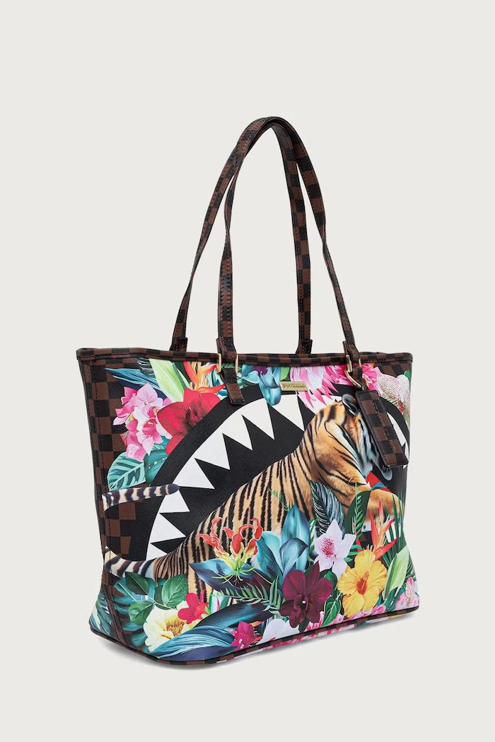 Sprayground - फॉरेस्ट प्रिंट वाली काली महिला शॉपिंग बैग 910T9391NSZ