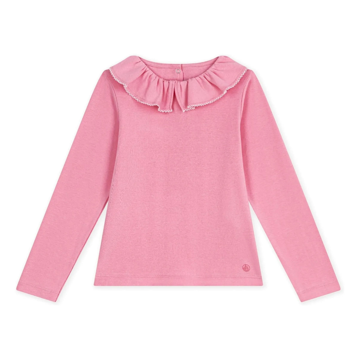 Petit Bateau - Organik pamuk fırfırlı yaka T-shirt | Pembe