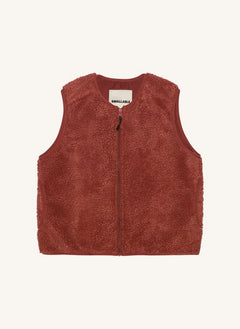 Smallable Kid - Giacca Manner in sherpa senza maniche | Rosso mattone