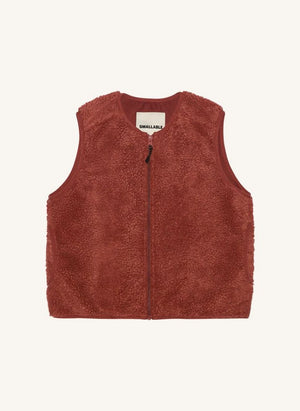 Smallable Kid - Giacca Manner in sherpa senza maniche | Rosso mattone
