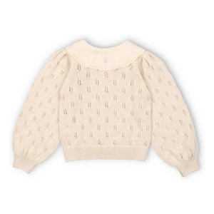 the new society - Marina Lochmuster Strickjacke Bio-Baumwolle | Beige