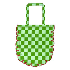 Bitossi - Dama Verde ekose pamuk tote çanta | Yeşil