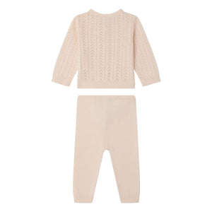 Bonpoint - Conjunto de cárdigan y leggings de algodón orgánico | Rosa empolvado