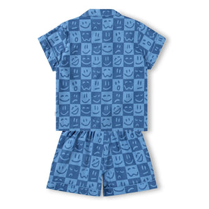 Molo - Lexi Damier Organic Cotton Short Pajamas | Blue