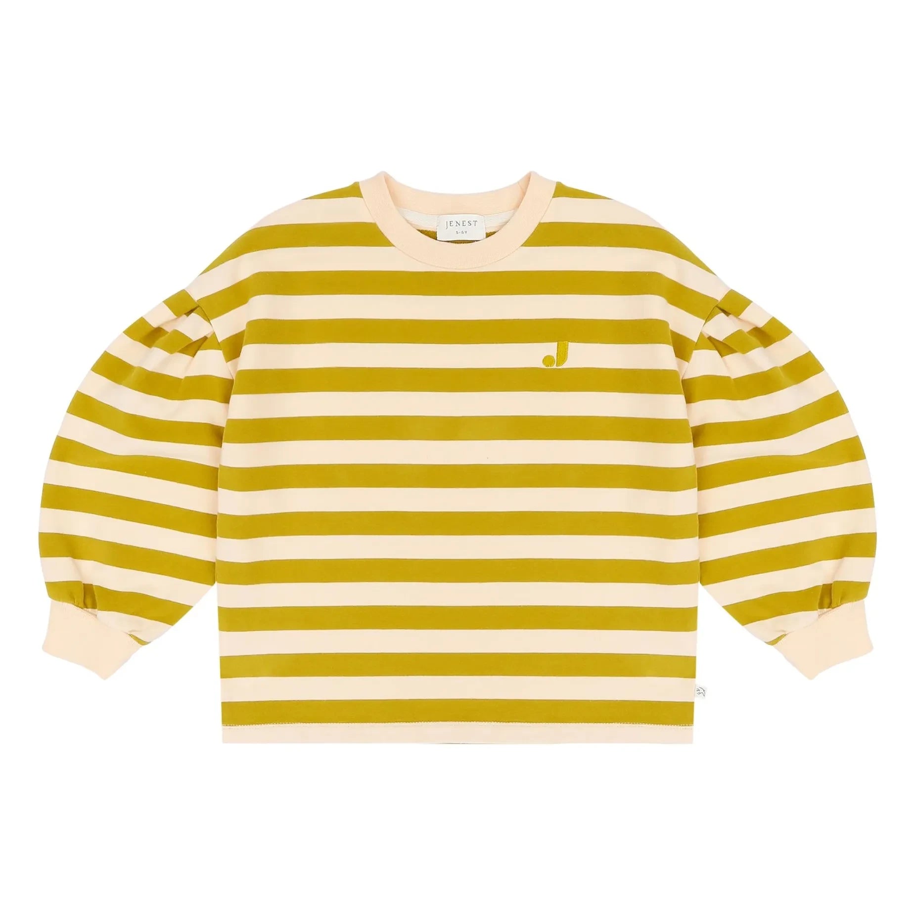 Jenest - Millie çizgili organik pamuk sweatshirt | Hardal
