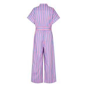 Lollys Laundry - Mathilde gestreifter Baumwoll-Jumpsuit | Rosa