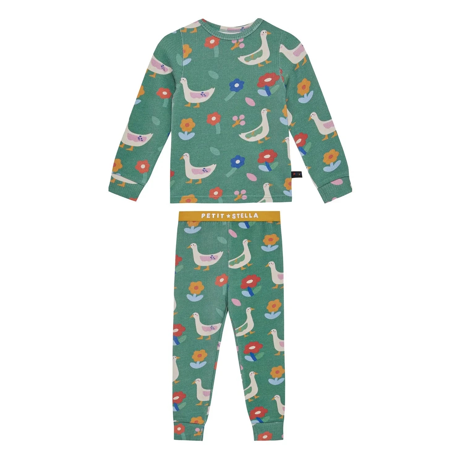 Petit Stella - Pijama de patos de algodón Pima y Modal | Verde