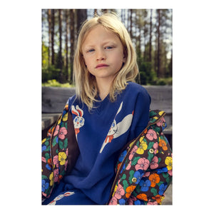 Mini Rodini - Blumenmuster Steppjacke mit recycelter Füllung | Schwarz
