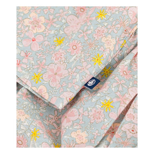 Petit Bateau - Organik pamuklu çiçek desenli elbise ve bloomer seti | Gri mavi