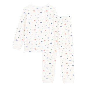 Petit Bateau - Kalpler Pijama Takımı Organik Pamuk | Beyaz