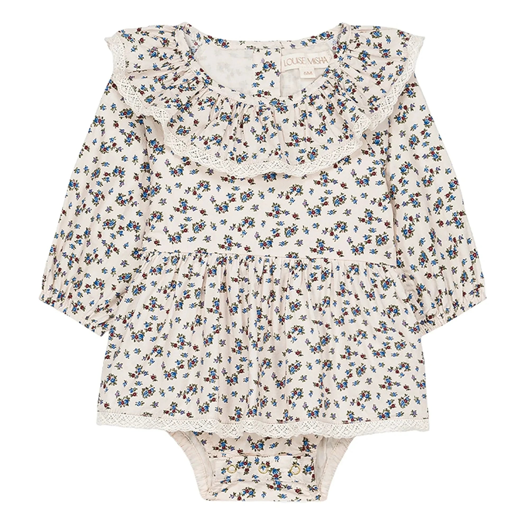 Louise Misha - India Fleurie Bio-Baumwoll-Poplin-Strampler | Creme
