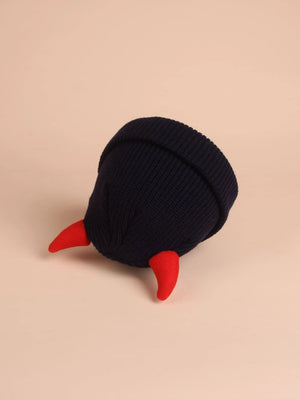 Dinossi - Red Horned Kid's Beanie Black