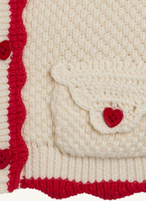 Stella McCartney Kids - Cardigan mit Herzmuster | Elfenbein