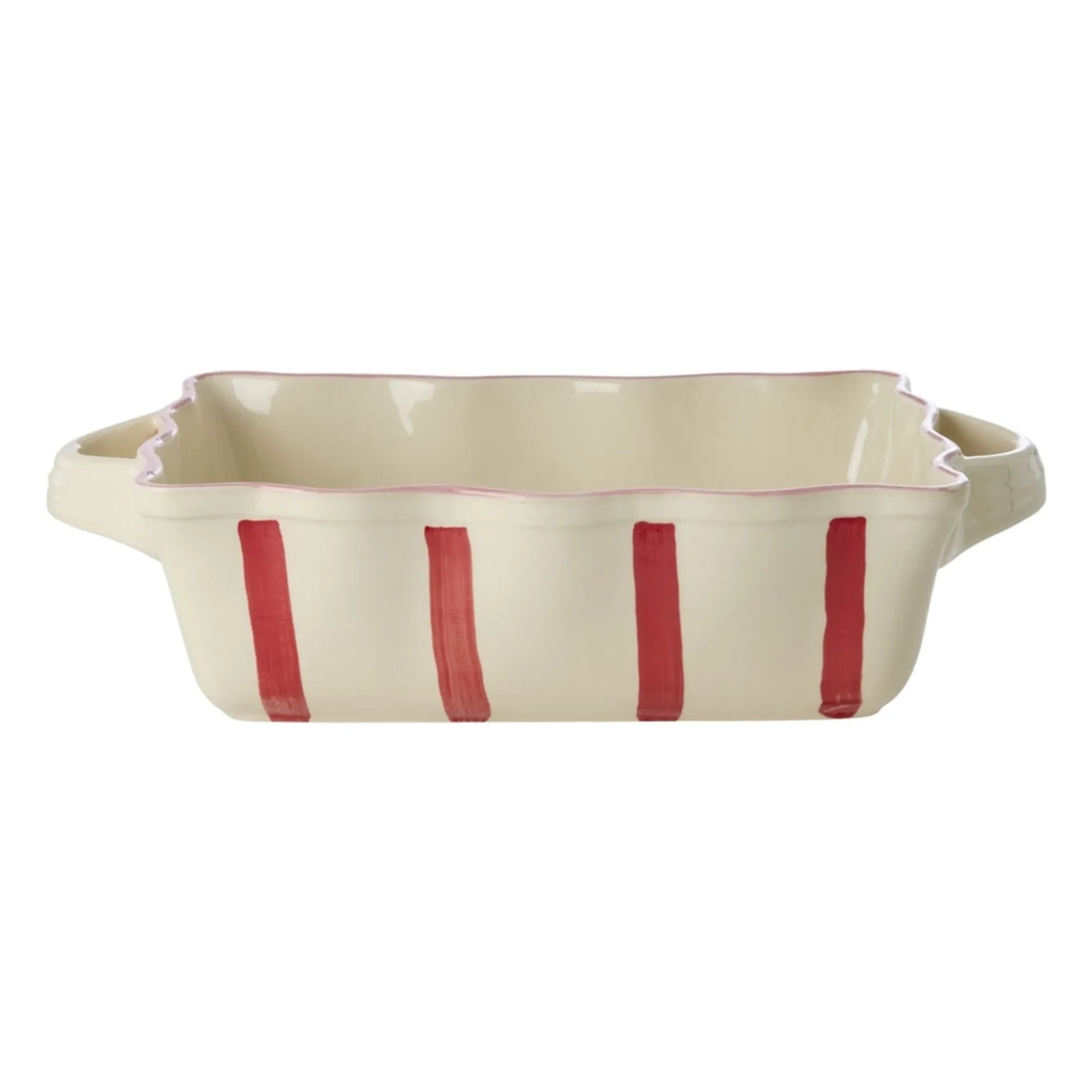Rice - Çizgili stoneware fırın kabı | Kırmızı