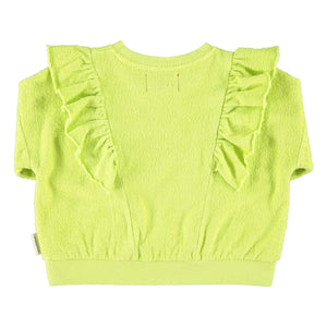 Piupiuchick - Flüoresan sarı | Organik pamuklu havlu rüfllü sweatshirt