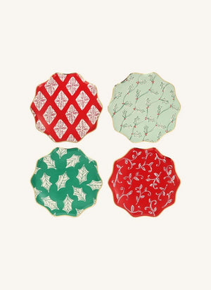 Meri Meri - Blok Baskılı Noel tabakları - 8'li set