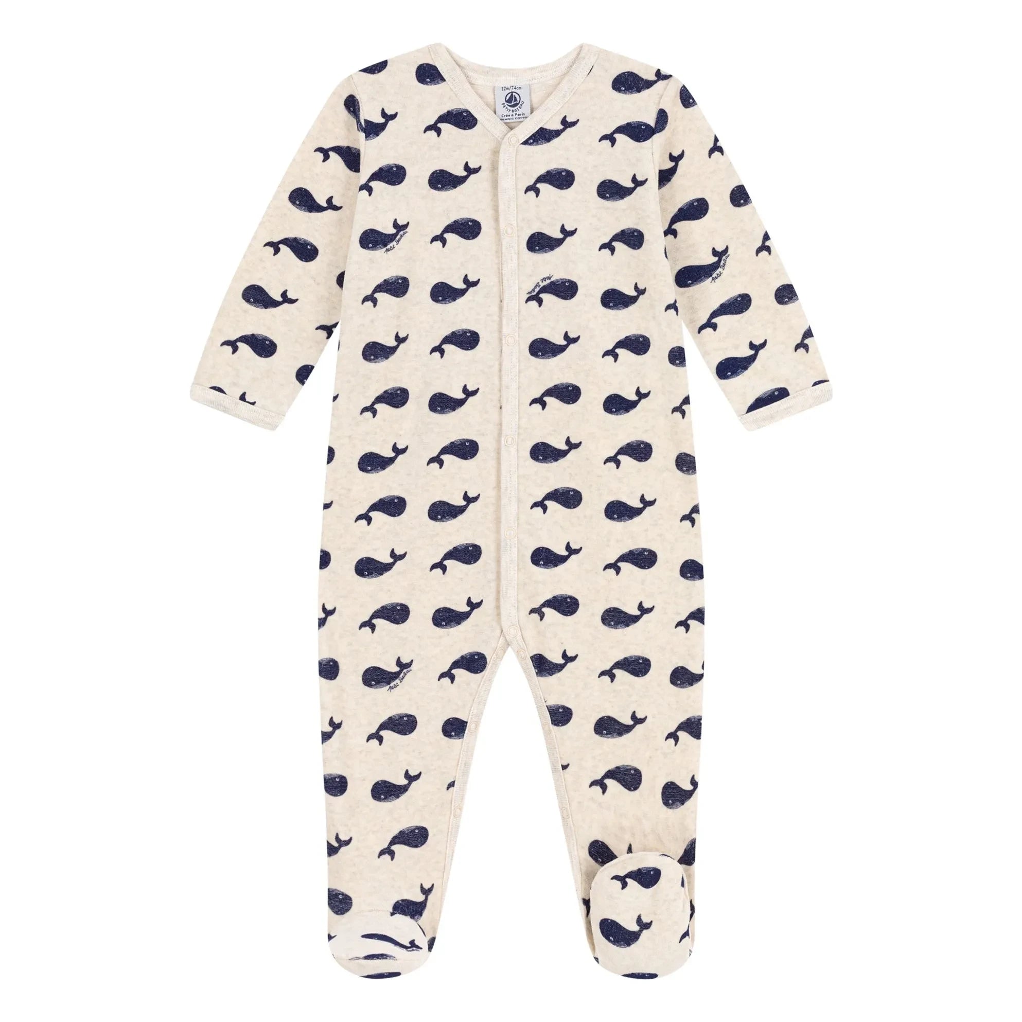 Petit Bateau - Dors Bien Velours Baleine Pijama | Gri Melanj