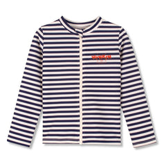 Wynken - Striped UV-Protective Zipper T-Shirt Recycled Fibers | Navy Blue