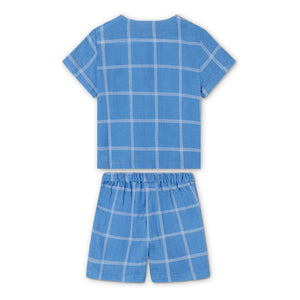 Fliink - Conjunto de camiseta y shorts de cuadros Cha Cha | Azul