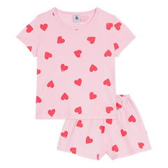 Petit Bateau - Herzgemusterte Shorts Pyjama | Rosa