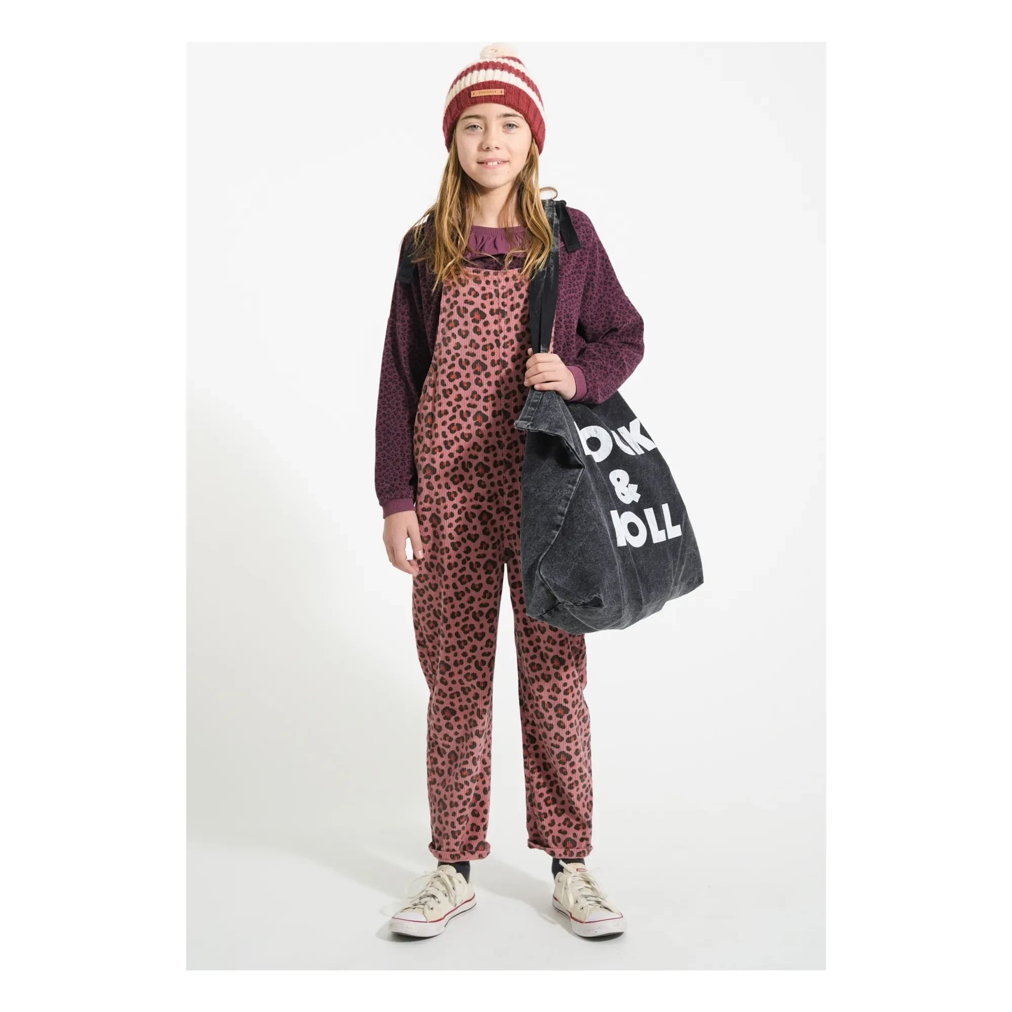 Piupiuchick - Fırfırlı Yaka Sweatshirt Leopard Organik Pamuk | Aubergine