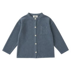 Studio Bohème - Camisa Jim, Terciopelo de algodón orgánico a rayas | Gris azulado