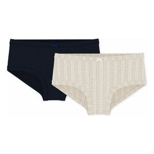 Petit Bateau - 2’li yüksek belli ajurlu külot seti | Ecru
