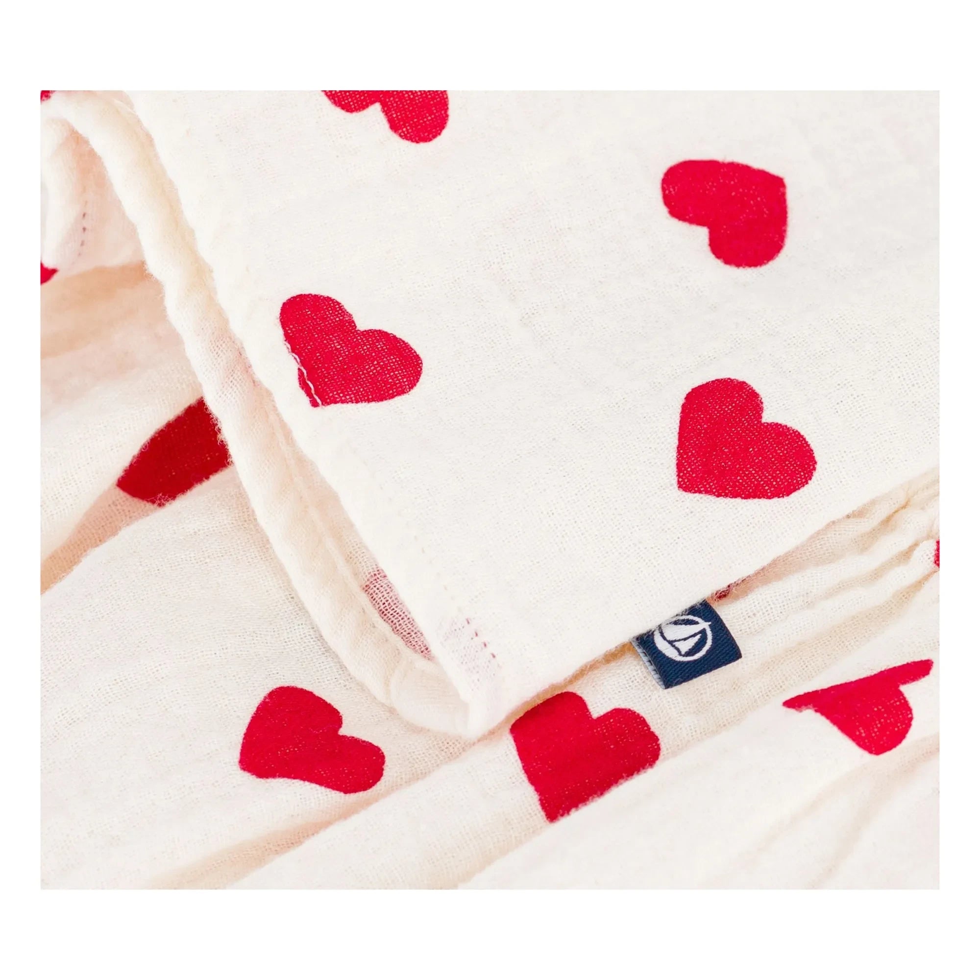 Petit Bateau - Organik Pamuk Gazlı Kalpli Elbise ve Bloomer Seti | Ekru