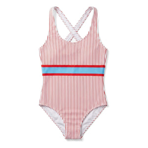 Finger in the nose - Olivia Backless Swimsuit, Striped | White