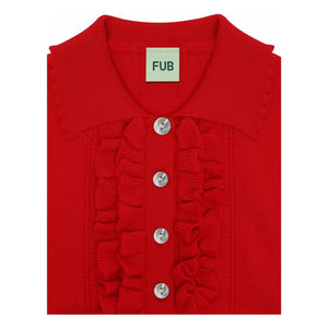 FUB - Ruffled Polo T-Shirt Extra Fine Mesh Organic Cotton | Red