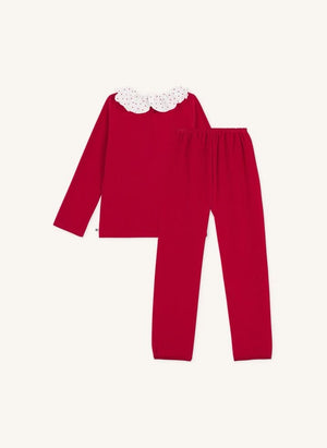 Petit Bateau - Fitilli Yaka Pijama Organik Pamuk | Kırmızı