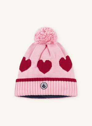 Petit Bateau - Organik pamuklu kalp desenli bere | Pembe