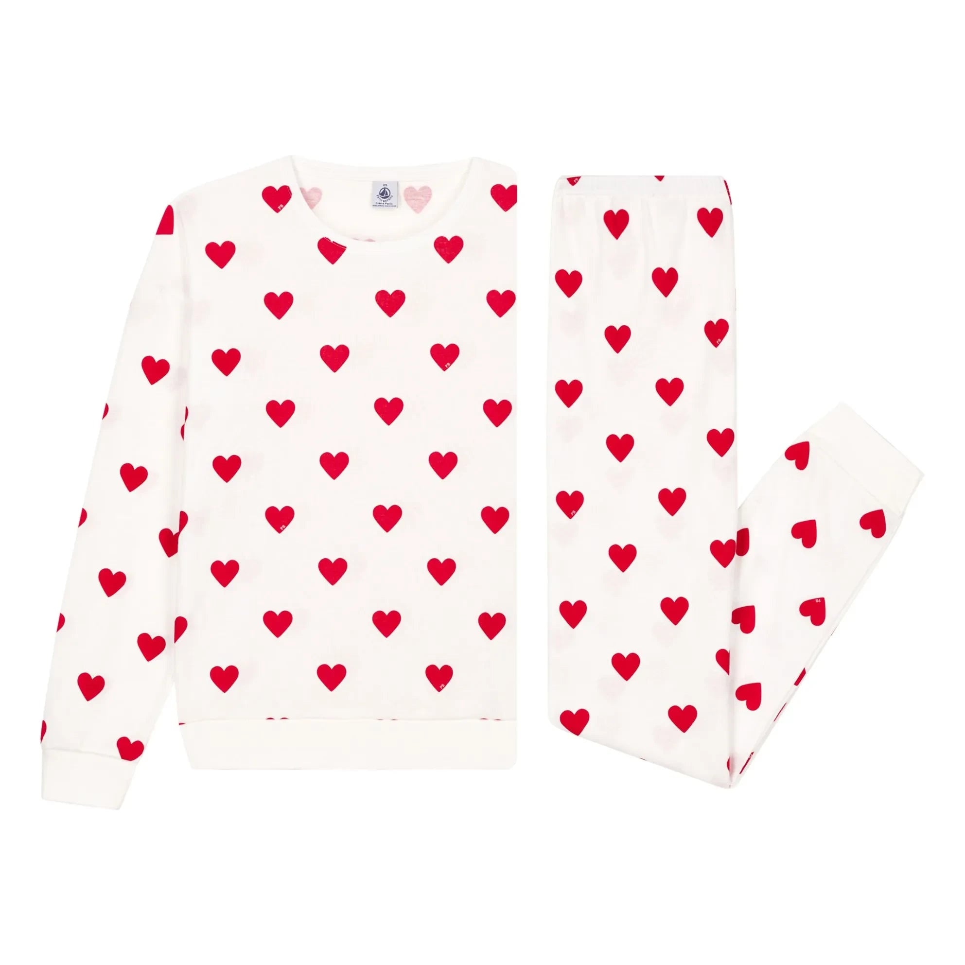 Petit Bateau - Kalp Pijama Seti - Kadın Koleksiyonu | Beyaz