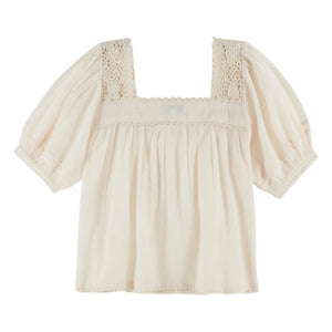 Emile et Ida - Blumenbluse Baumwolle Häkel | Creme