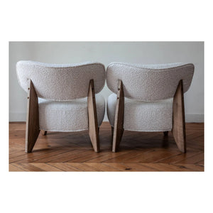 Panac Edition - Nicolo Bouclé und Räuchereiche Sessel - 65 cm | Gebrochenes Weiß