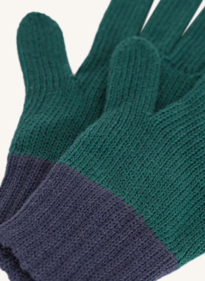 Petit Bateau - Bicolor Guantes de algodón orgánico | Verde
