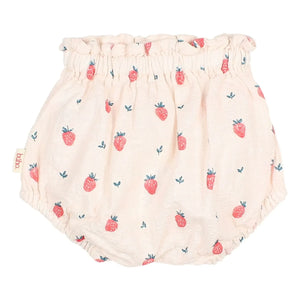 Búho - Organic Cotton Strawberry Patterned Bloomers | Powder Pink