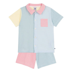 Petit Bateau - Millerais Renk Bloklu Kısa Pijama | Mavi