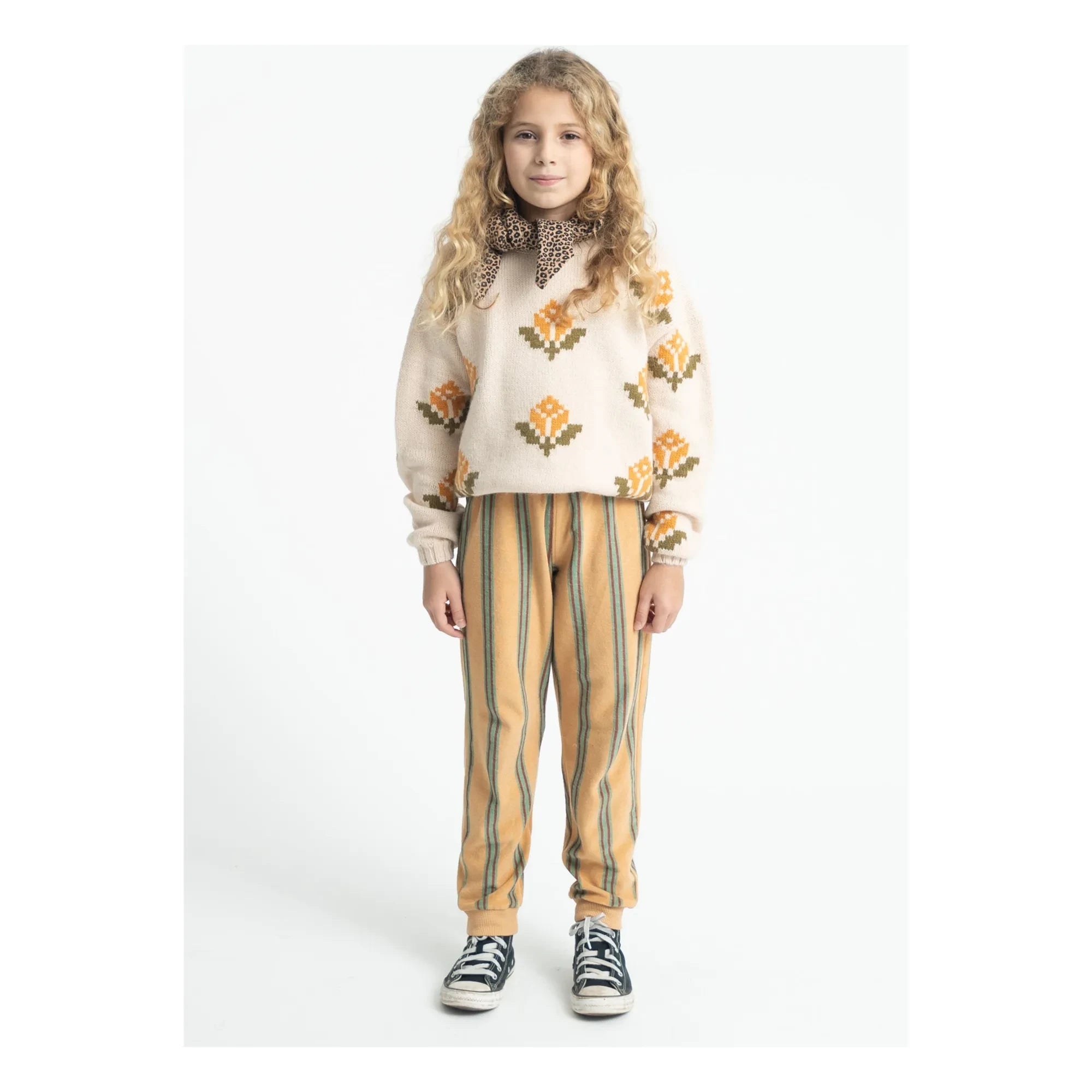 Piupiuchick - Organik pamuk havlu çizgili jogger pantolon | Sarı