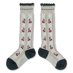 Collégien - Yüksek Kirazlı Düğümlü Çoraplar | Açık gri