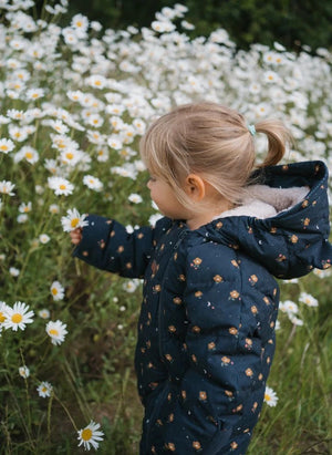 Töastie - Wasserfester, blumenbedruckter Cloud-Jacke | Dunkelblau