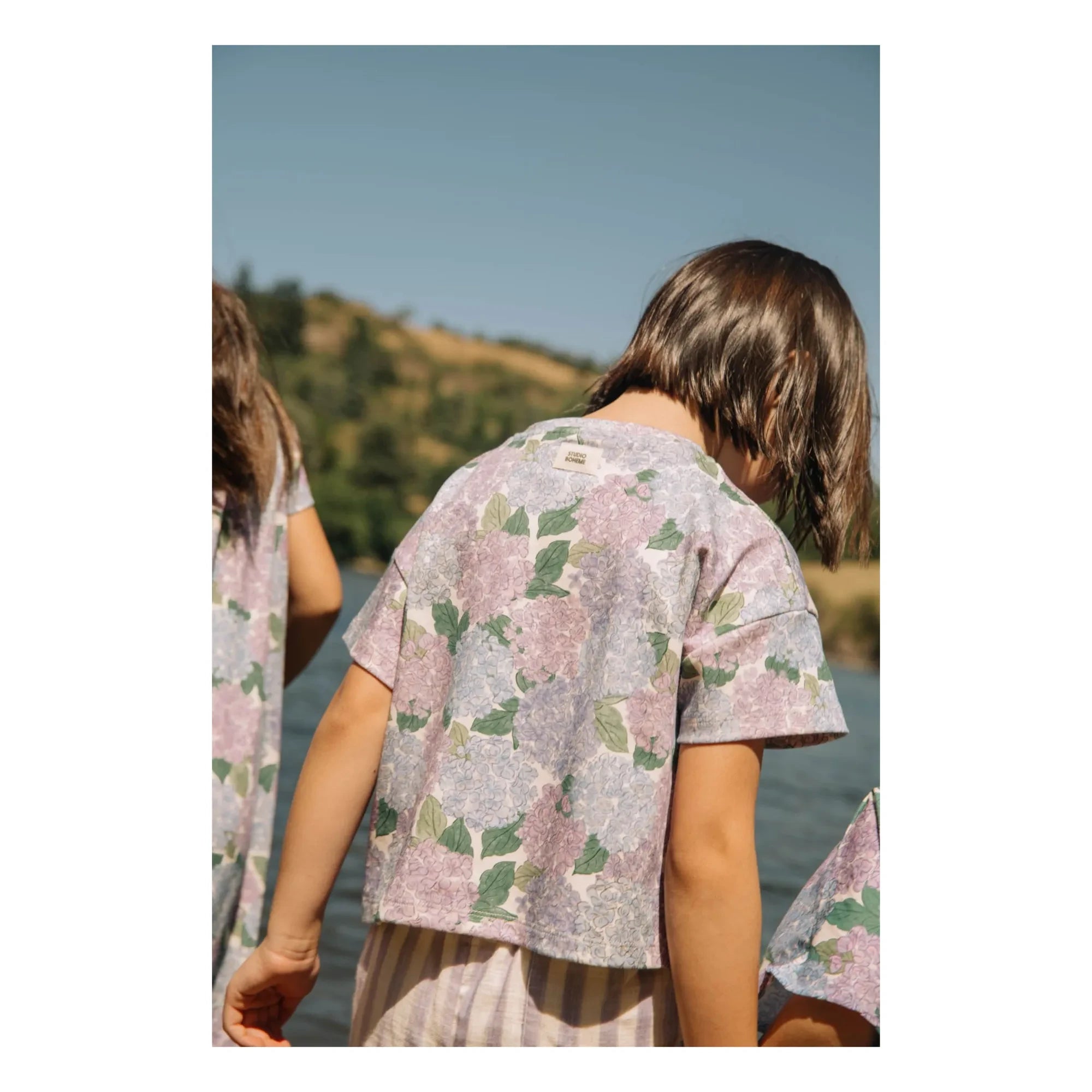 Studio Bohème - Crop Flow T-Shirt Blumenmuster Bio-Baumwolle | Flieder