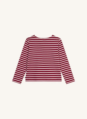 Petit Bateau - Organik Pamuklu Düğmeli Çan Marinière | Kırmızı