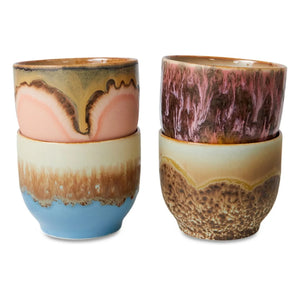 HKliving - Stoneware coffee cups - Set of 4 | Multicolor