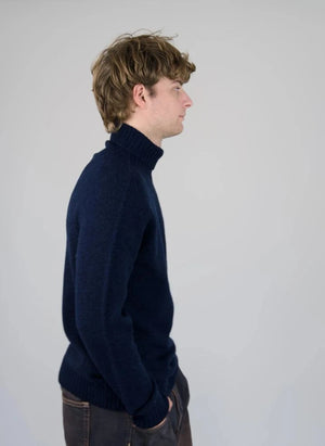 Origin Knitwear - Dikişsiz Yün Balıkçı Yaka Kazak | Lacivert